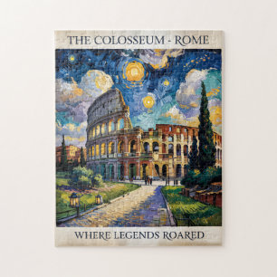 Rome Italy Colosseum Travel Van Gogh Starry Night Jigsaw Puzzle