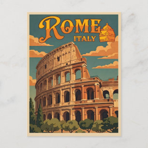 Rome Italy Colosseum Vintage Travel Postcard
