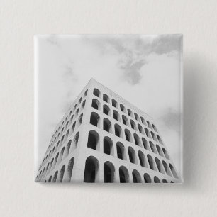 Rome Italy, EUR Palazzo del Lavoro 2 Inch Square Button