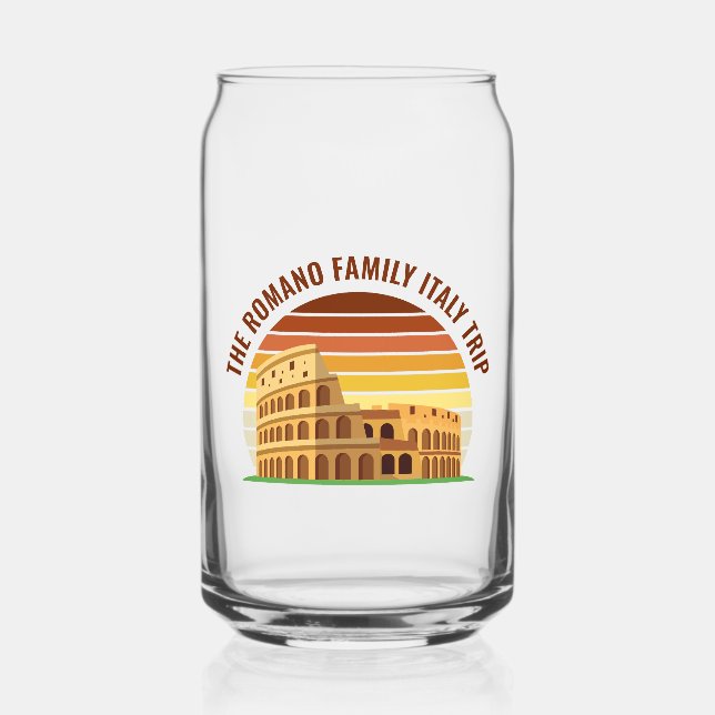 Rome Italy Family Trip Colosseum Sunset Custom Can Glass (Front)