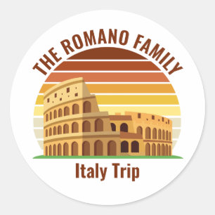 Rome Italy Family Trip Colosseum Sunset Custom Classic Round Sticker