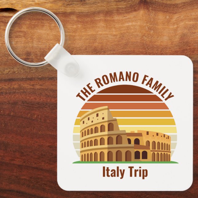 Rome Italy Family Trip Colosseum Sunset Custom Keychain (Front)
