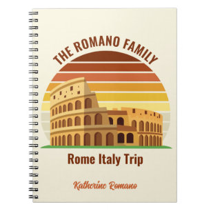 Rome Italy Family Trip Colosseum Sunset Custom Notebook