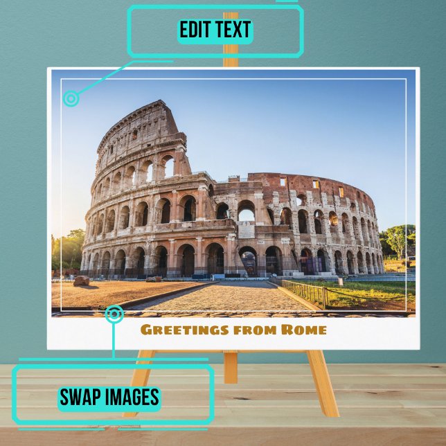 Rome Italy Featuring the Colosseum Postcard (Instead of buying postcards, use this template to customize text & share your own photo.)