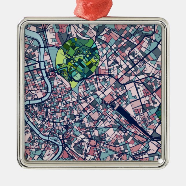 Rome Italy Map Metal Ornament (Front)