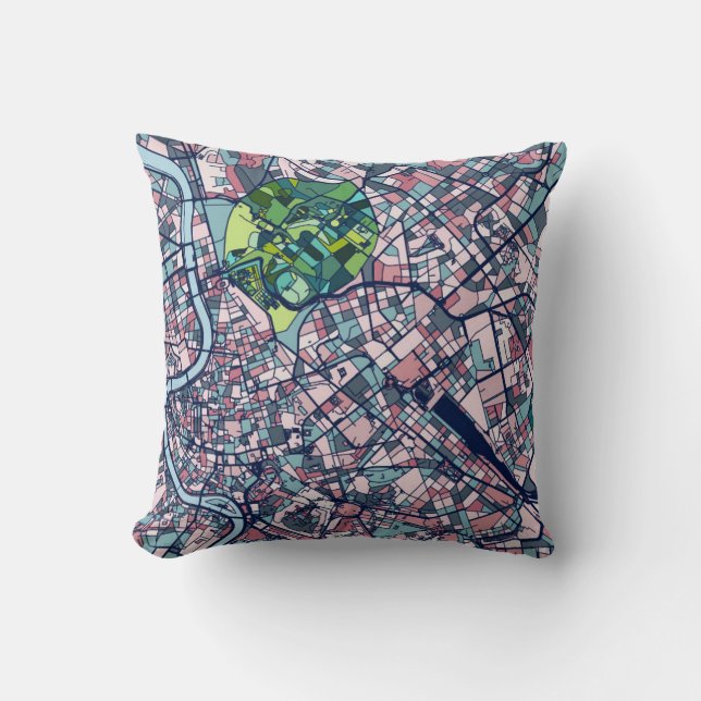 Rome Italy Map Throw Pillow (Front)