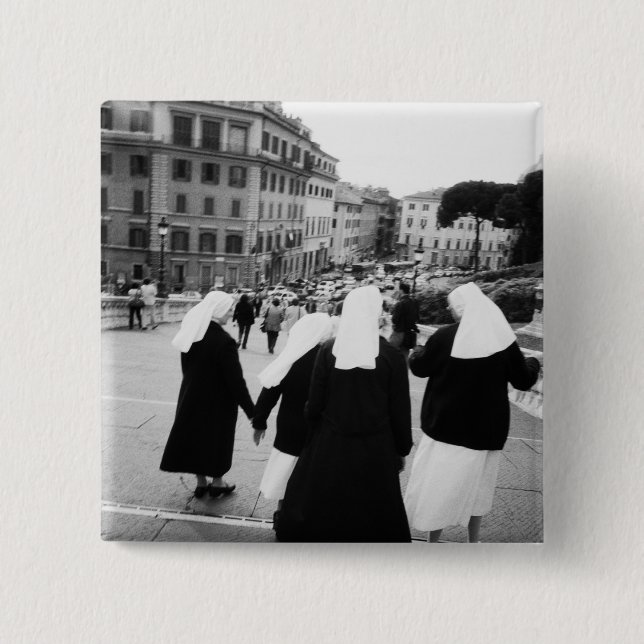 Rome Italy, Nun Patrol! (NR) 2 Inch Square Button (Front)