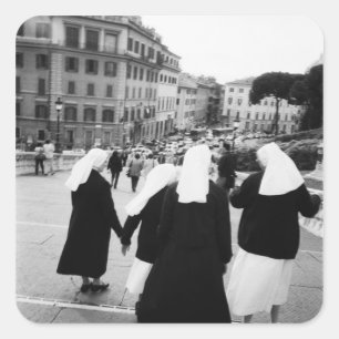 Rome Italy, Nun Patrol! (NR) Square Sticker