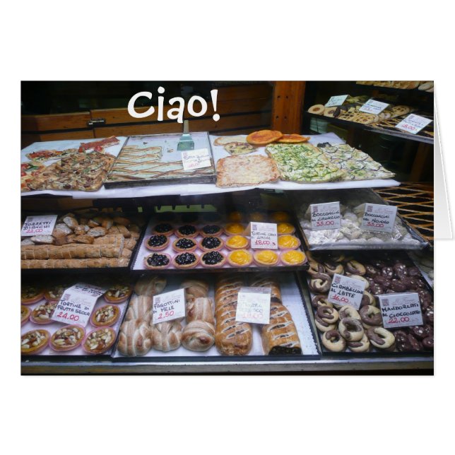 Rome Italy Pastry Shop Notes, Ciao! (blank) (Front Horizontal)