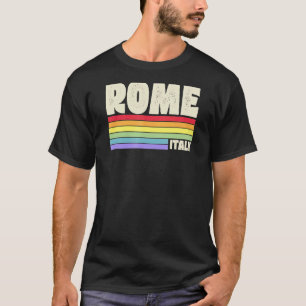 Rome Italy Rainbow Gay Pride Merch Retro 70s 80s Q T-Shirt