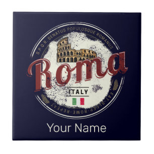 Rome Italy Retro Colosseum Vintage Holiday Tile
