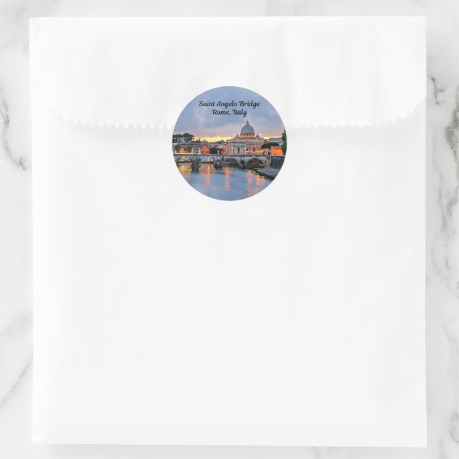 Rome, Italy - Saint Angelo Bridge, Classic Round Sticker (Bag)