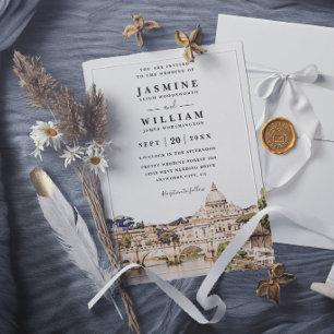 ROME Italy Skyline Destination Elegant Wedding Invitation