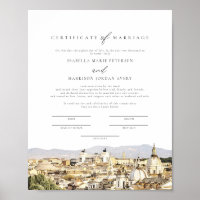 Rome Italy Skyline Marriage Certificate Keepsake