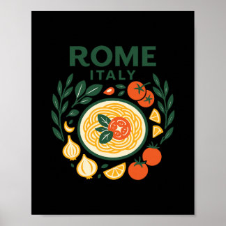 Rome Italy Souvenir Italian Pasta And Travel Desig Poster