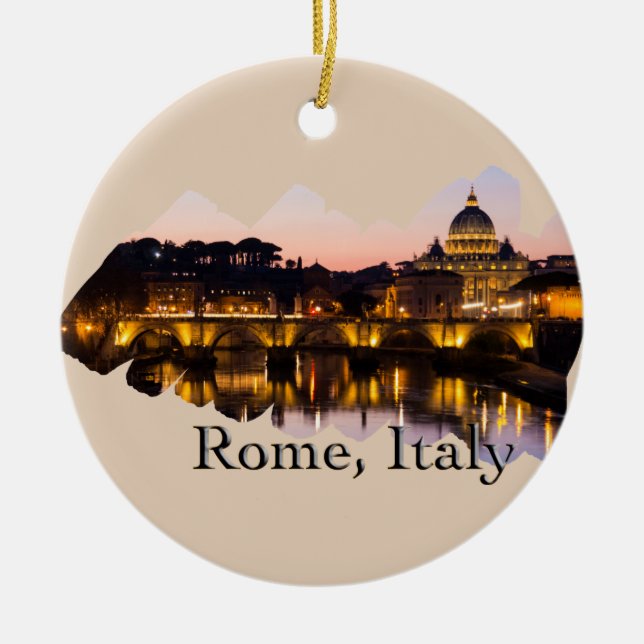 Rome, Italy: The Romantic City at Night Ceramic Ornament (Front)