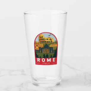 Rome Italy Travel Retro Emblem Glass
