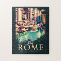 Rome Italy Trevi Fountain Illustration Travel Art