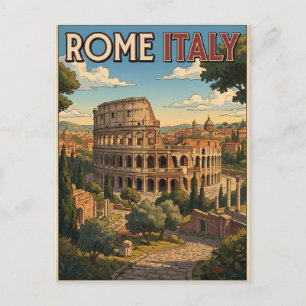 Rome Italy Vintage Anime Travel Postcard