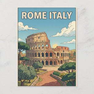 Rome Italy Vintage Anime Travel Postcard