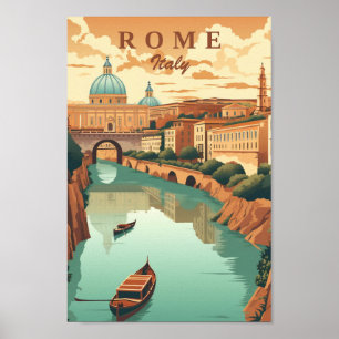 Rome Italy Vintage Famous Travel Place Poster