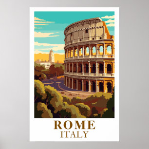 Rome Italy Vintage Travel Colosseum Art Print