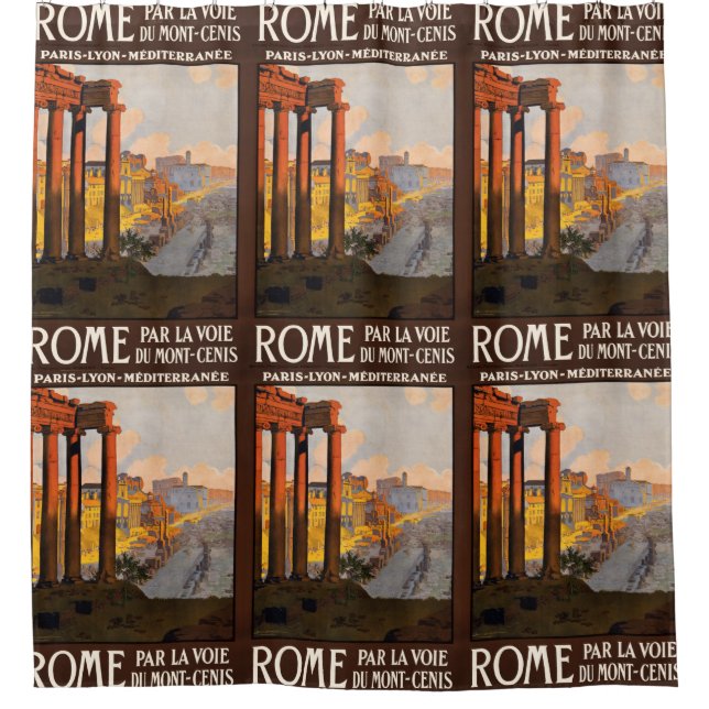 Rome Italy Vintage Travel Poster shower curtain (Front)