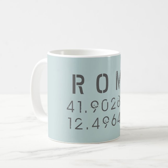 Rome Latitude and Longitude Coffee Mug (Front Left)