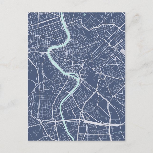 Rome Map Blue Postcard (Front)