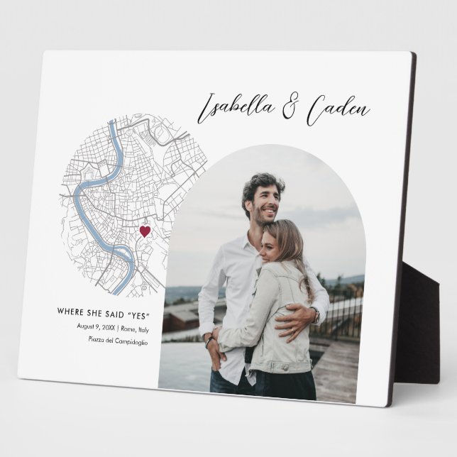 Rome Map Wedding Engagement Photo Gift Plaque (Side)