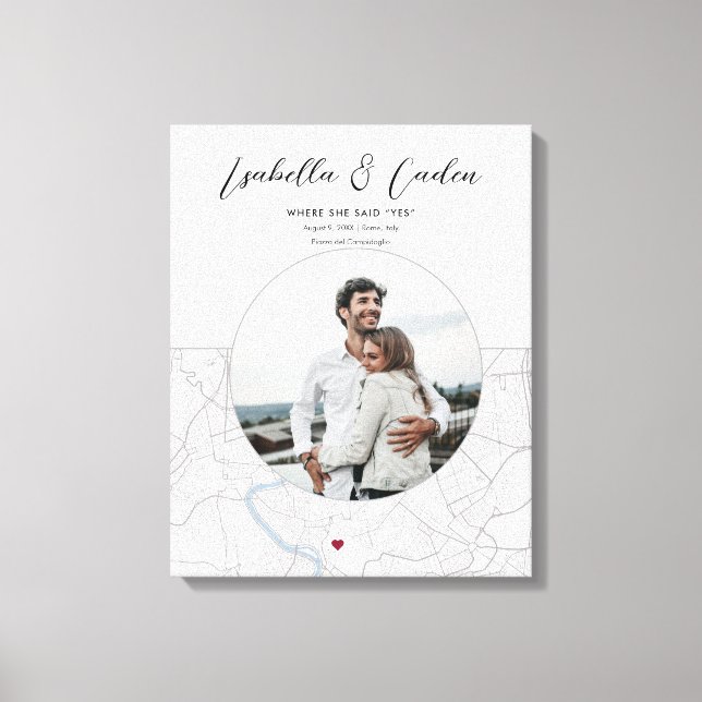Rome Map Wedding Engagement Photo Gift Vertical Canvas Print (Front)