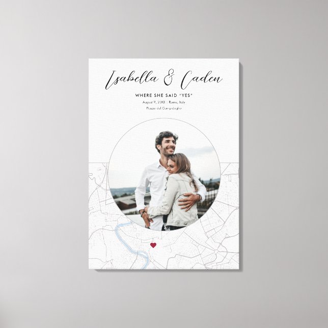 Rome Map Wedding Engagement Photo Gift Vertical Canvas Print (Front)