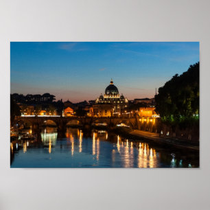 Rome par affiche de nuit, Saint Pierre et Cité du 