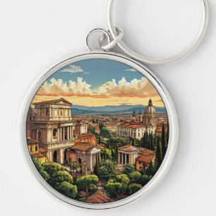 Rome Scenic View of Historic Cityscape Keychain