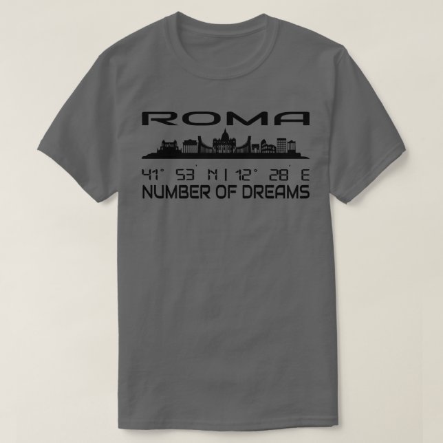 Rome Skyline Silhouette GPS Coordinates It1 T-Shirt (Design Front)