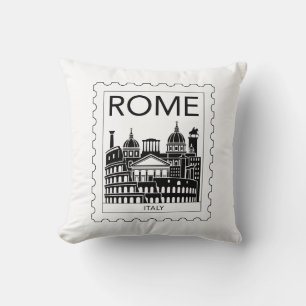 Rome Souvenir Italy Postage Stamp Throw Pillow