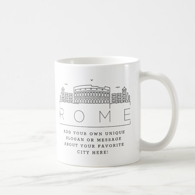 Rome | Stylized City Skyline Custom Slogan  Coffee Mug (Right)