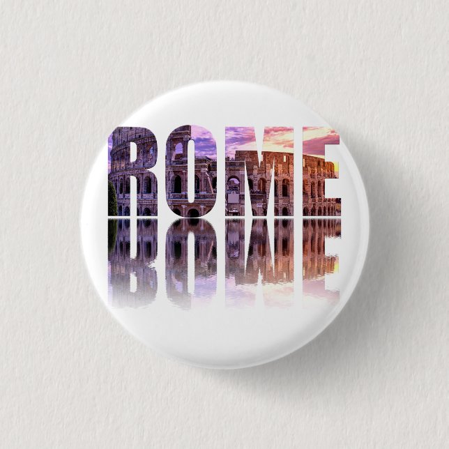 Rome text souvenir square 1 inch round button (Front)