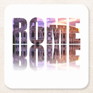 Rome text souvenir square paper coaster