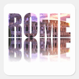 Rome text souvenir square sticker