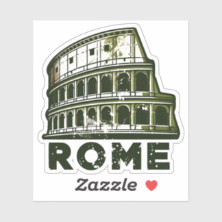 Rome Travel Sticker Design with Iconic Italian Lan