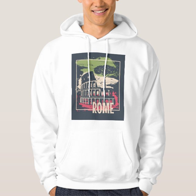 Rome Typography: Eiffel Tower Poster. Hoodie (Front)