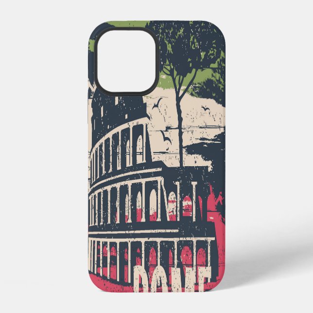Rome Typography: Eiffel Tower Poster. iPhone Case (Back)