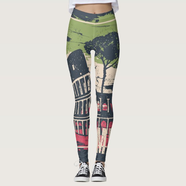 Rome Typography: Eiffel Tower Poster. Leggings (Front)