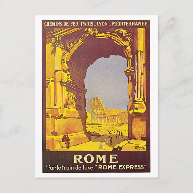 "Rome" Vintage French Travel Poster Postcard (Front)