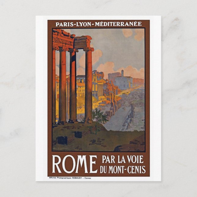 "Rome" Vintage Travel Poster Postcard (Front)