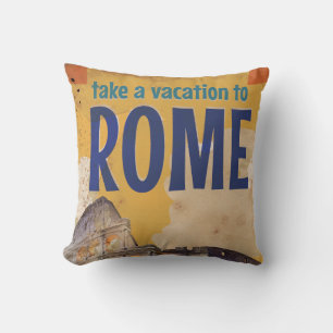 Rome Vintage Travel poster Throw Pillow