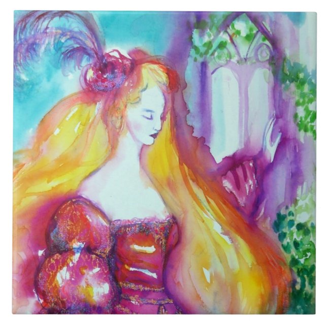 ROMEO AND JULIET BALCONY SCENE Watercolor Tile (Front)