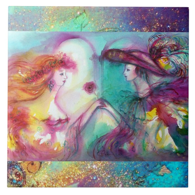 ROMEO AND JULIET / GOLD BLUE SPARKLES  TILE (Front)