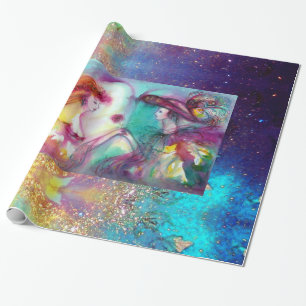 ROMEO AND JULIET / GOLD BLUE SPARKLES WRAPPING PAPER